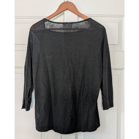 Andrea Jovine Black Linen Lightweight Long Sleeve Top - Picture 7 of 7